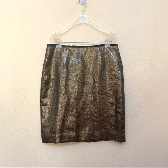 Tory Burch Gold Shimmer Pencil Skirt Sz 12 - Picture 4 of 10